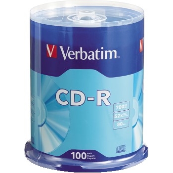 Verbatim&#174; CD-R Discs, 700MB/80min, 52x, Spindle, Silver, 100/Pack