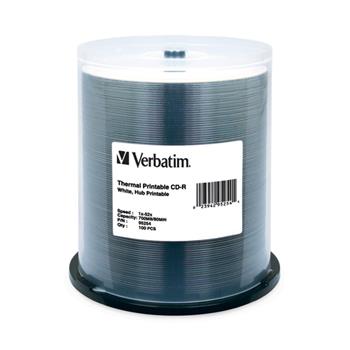 Verbatim CD-R 700MB 52X White Thermal Printable, Hub Printable, 100/PK