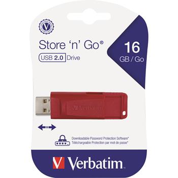 Verbatim&#174; Store &#39;n&#39; Go USB 2.0 Flash Drive, 16 GB, Red