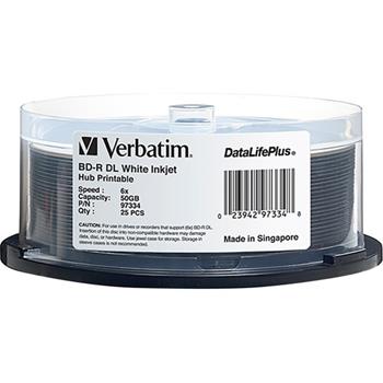 Verbatim BD-R DL 50GB 6X DataLifePlus White Inkjet Printable, Hub Printable, 25/Spindle