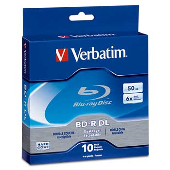 Verbatim Blue-Ray Disc Spindle Box, BD-R DL, 50GB, 6X