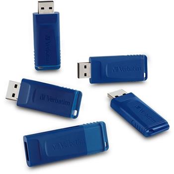 Verbatim USB 2.0 Flash Drive, 8GB, Blue, 5/PK