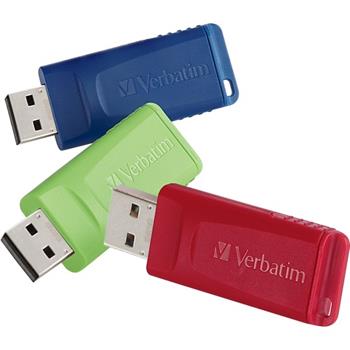Verbatim Store &#39;n&#39; Go USB Flash Drive, 16 GB, Red/Green/Blue, 3/PK