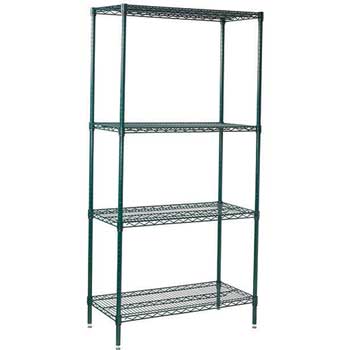 Winco&#174; Wire Shelving Set, Epoxy Coated, 4 Tiers, 18&quot; x 48&quot; x 72&quot;
