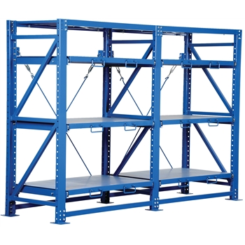 Vestil HeavytoDuty RolltoOut Shelving, 4 Shelves, 1500 lb. Capacity Per Shelf, 114&quot; x 32&quot; x 80&quot;