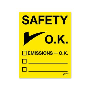 Versa-Tags Inspection Stickers, 2.75&quot; x 3.5&quot;, Safety Check OK, 100/PK