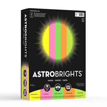 Astrobrights Colored Paper, 24 lb, 8.5&quot; x 11&quot;, Neon 5-Color Assortment, 500 Sheets/Ream