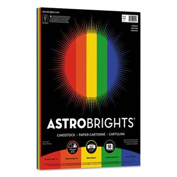 Astrobrights Colored Cardstock, 65 lb, 8.5&quot; x 11&quot;, Primary 5-Color Assortment, 50 Sheets/Pack
