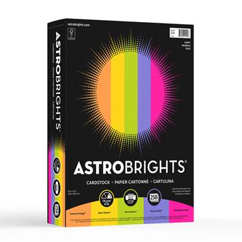 Astrobrights Colored Cardstock, 65 lb, 8.5&quot; x 11&quot;, Bright 5-Color Assortment, 250 Sheets/Pack