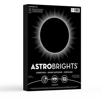 Astrobrights Colored Cardstock, 65 lb, 8.5&quot; x 11&quot;, Eclipse Black, 100 Sheets/Pack