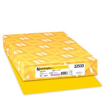 Astrobrights Colored Paper, 65 lb, 11&quot; x 17&quot;, Solar Yellow, 500 Sheets/Ream