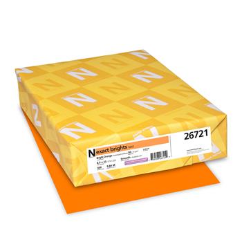 Neenah Paper Exact Brights Paper, 8 1/2&quot; x 11&quot;, Bright Orange, 20 lb./74 gsm., 5000/CT