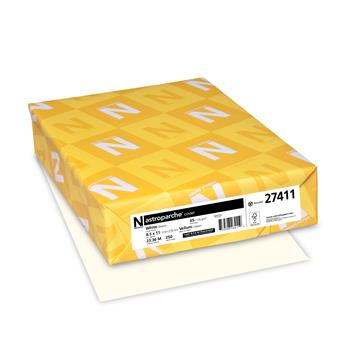 Neenah Paper Astroparche Vellum Cardstock, 65 lb, 8.5&quot; x 11&quot;, White, 250 Sheets/Pack, 8 Packs/Carton
