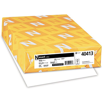 Neenah Paper Exact Index Cover Stock, 92 Bright, 110 lb, White, 2000 Sheets/Carton