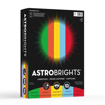 Astrobrights Colored Cardstock, 65 lb, 8.5&quot; x 11&quot;, Eco 5-Color Assortment, 250 Sheets/Pack