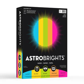 Astrobrights&#174; Colored Paper, 8.5&quot; x 11&quot;, 24 lb, Bright 5-Color Assortment, 500 Sheets/PK