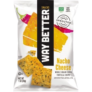 WAY BETTER Tortilla Chips, Nacho Cheese, 1 oz Bag, 12/CS