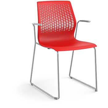 Allsteel Lyric Multi-Purpose Chair, Polymer Back, Fixed Arms, Fixed Arms, Cherry