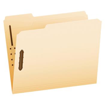 W.B. Mason Co. File Folders, 1/3 Cut Tabs, Assorted, 2 Fasteners, Letter, Manilla, 50/Box
