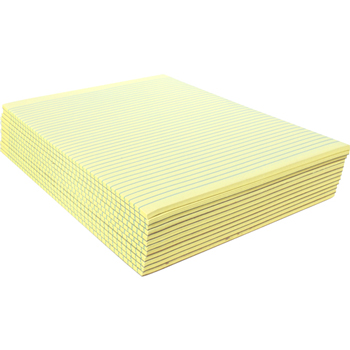 W.B. Mason Co. Glue Top Writing Pads, Narrow Ruled, 8.5&quot; x 11&quot;, Canary, 50 Sheet Pads/Pack, 12 Pads
