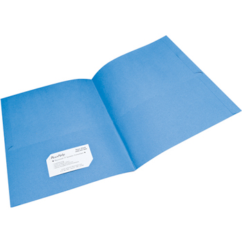 W.B. Mason Co. Extra Tall Two-Pocket Portfolios, Light Blue, 25/Box