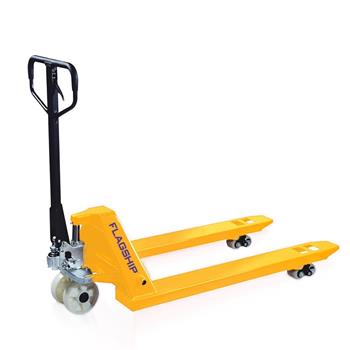 W.B. Mason Co. Pallet Truck, 48&quot; x 27&quot;, 5500 lb Capacity, Yellow/Black