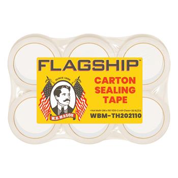 Flagship Hot Melt Carton Sealing Tape, 2 in. x 110 yds., 2 Mil, Clear, 6 Rolls/Pack