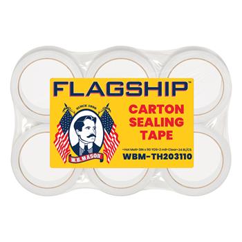 Flagship Hot Melt Carton Sealing Tape, 3 in. x 110 yds., 2 Mil, Clear, 6 Rolls/Pack