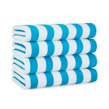 Monarch Brands Cabana Towels, 30 in x 60 in, Blue, 4/Pack, 10 Packs/Carton