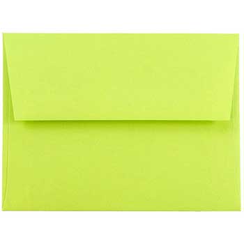 JAM Paper A2 Invitation Envelopes, 4 3/8&quot; x 5 3/4&quot;, Lime Green, 50/BX