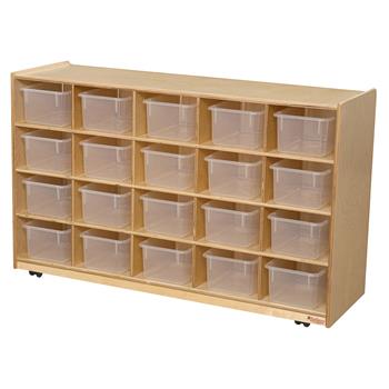 Wood Designs Mobile Storage Unit With 20 Translucent Trays, 30&quot;H x 48&quot;W x 15&quot;D, EA