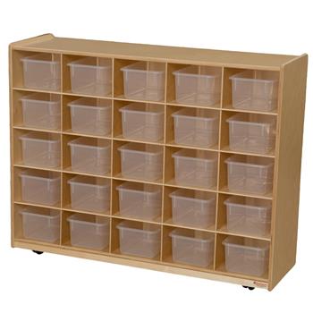 Wood Designs Mobile Storage Unit With 25 Translucent Trays, 38&quot;H x 48&quot;W x 15&quot;D, EA