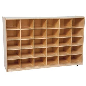 Wood Designs Mobile Storage Unit With 30 Cubby Compartments, 38&quot;H x 58&quot;W x 15&quot;D, Trays Not Included, EA