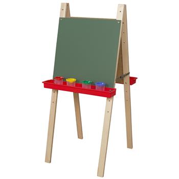 Wood Designs Double Sided Adjustable Art Easel For 2, Chalkboard Panels, 48&quot;H x 20&quot;W x 24&quot;D, EA