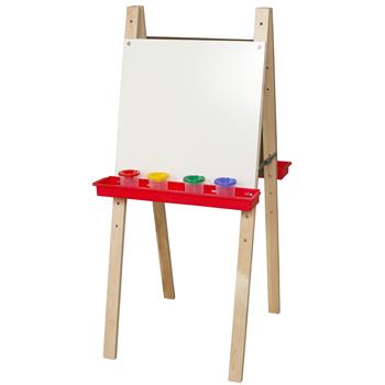 Wood Designs Double Sided Adjustable Art Easel For 2, Markerboard Panels, 48&quot;H x 20&quot;W x 24&quot;D, EA