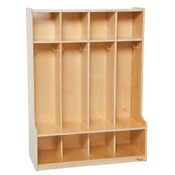 Wood Designs Seat Locker, 4 Sections, Storage Above And Below, 49&quot;H x 36&quot;W x 11&quot;-15&quot;D, EA