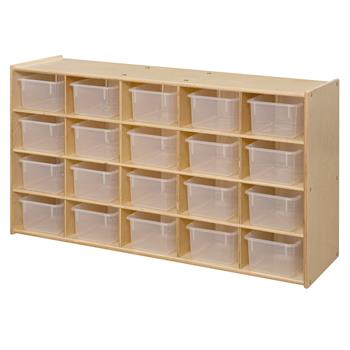 Wood Designs Stationary Storage Unit With 20 Translucent Trays, 27-1/4&quot;H x 46-3/4&quot;W x 12&quot;D, EA