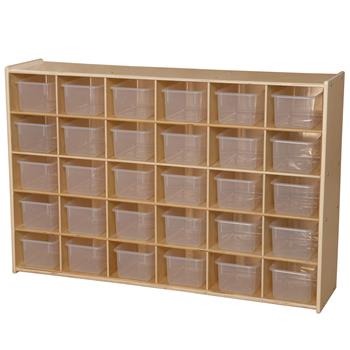 Wood Designs Stationary Storage Unit With 30 Translucent Trays, 33-7/8&quot;H x 50-3/4&quot;W x 12&quot;D, EA