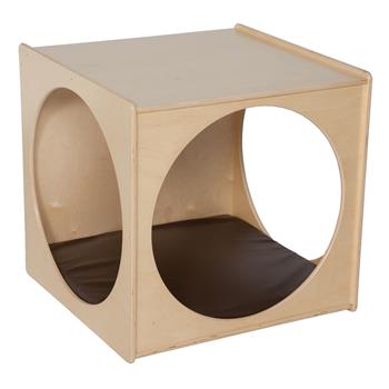 Wood Designs Fully 5 Sided Play Cube With Brown Cushion, 29&quot;H x 29&quot;W x 29&quot;D, EA