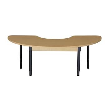 Wood Designs Half Circle High Pressure Laminate Table, 64&quot; x 22&quot;, With 18-29&quot; Adjustable Legs, EA