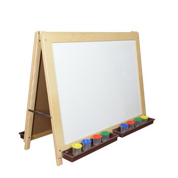 Wood Designs Maple Student Double Sided Easel, 4 Trays, 35”H x 48”W x 25”D, EA