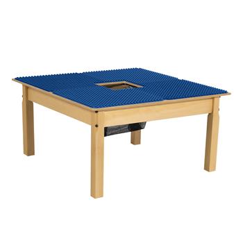 Wood Designs Time-2-Play Square Duplo Compatible Activity Table, 16.5&quot; H x 30.5&quot; W x 30.5&quot; D, Blue