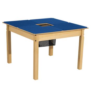 Wood Designs Time-2-Play Square Duplo Compatible Activity Table, 22.5&quot; H x 30.5&quot; W x 30.5&quot; D, Blue