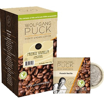 Wolfgang Puck Coffee Pods, French Vanilla, 18/Box