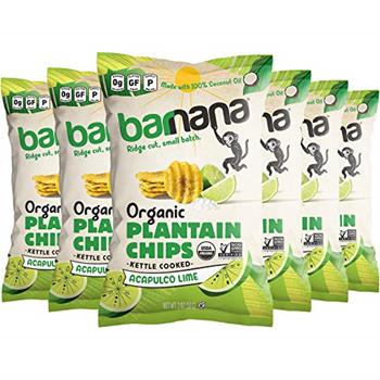Barnana Organic Plantain Chips, Acapulco Lime, 2 oz, 6 Bags/Case