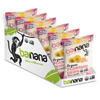 Barnana Organic Plantain Chips, Himalayan Pink Salt, 2 oz, 6 Bags/Case
