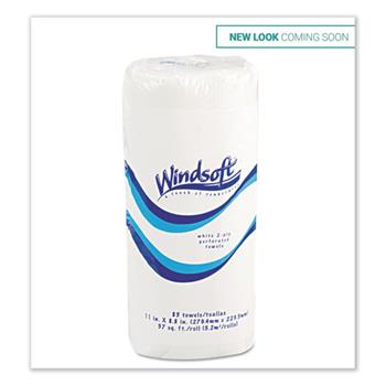 Windsoft Kitchen Roll Towels, 2 Ply, 11 x 8.8, White, 85/Roll, 30 Rolls/Carton