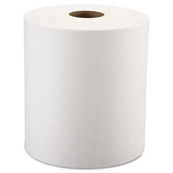 Windsoft Nonperforated Roll Towels, 1-Ply, White, 8&quot; x 800ft, 6 Rolls/Carton