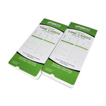 uPunch All Pay Periods Time Cards, 2-Sided, 3.5&quot;&quot; x 7.5&quot;&quot;, Green, 100/EA