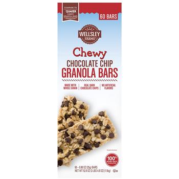 Wellsley Farms Chewy Chocolate Chip Granola Bars, .88 oz, 60/Pack